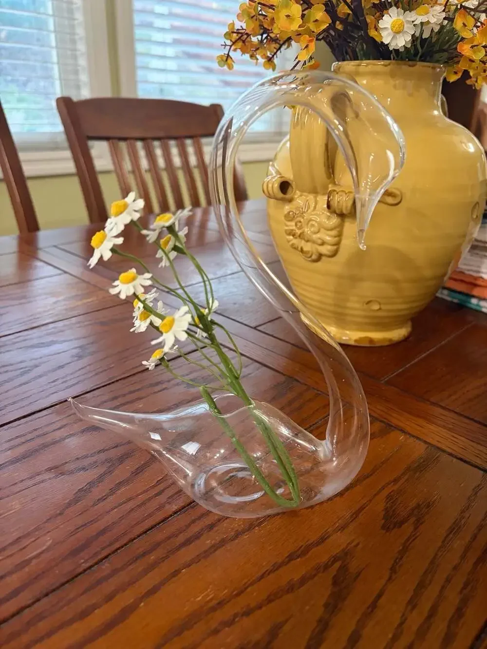Vintage Hand Blown Clear Glass Swan Vase Bud Vase Figurine